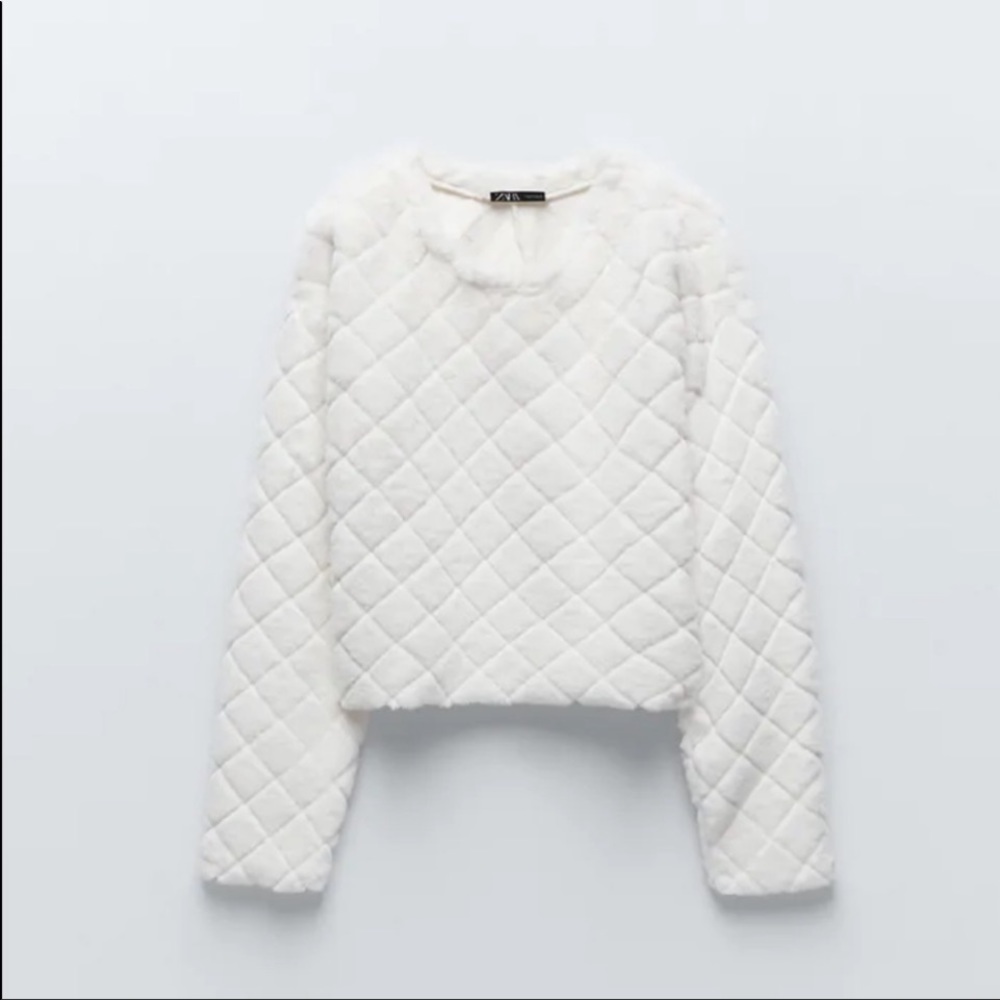 Zara Faux Fur Sweater Crewneck Sweatshirt